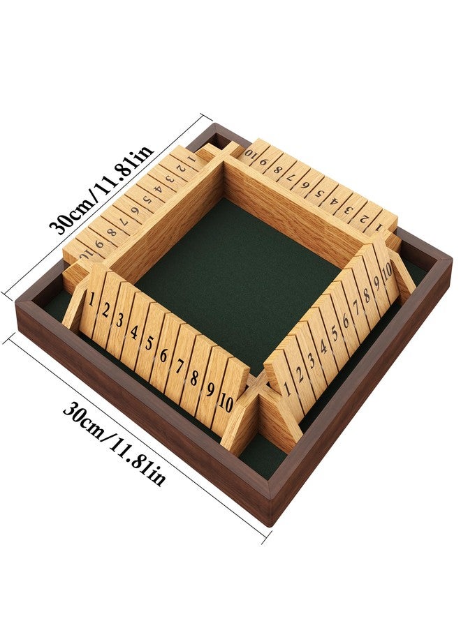 CANYAVE Shut The Box Game, 4 Player Wooden Board Game Dice Game, Classic Math Learning Game for Kids -12" x 12" - Image 2